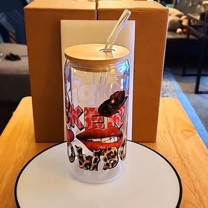 Handcrafted "Pucker Up Cowboy" Glass